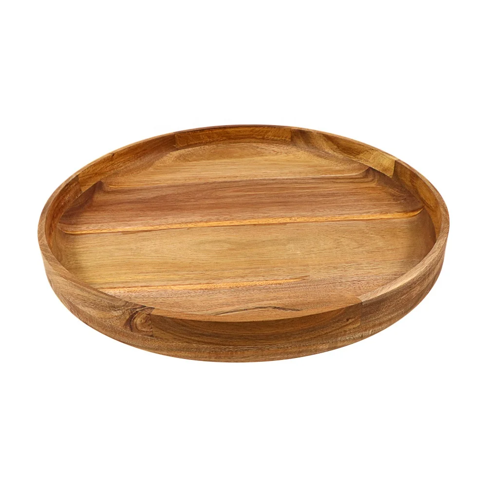 10 13 18 inch Fruit Food Wooden Tray Round Acacia Tray Food Board