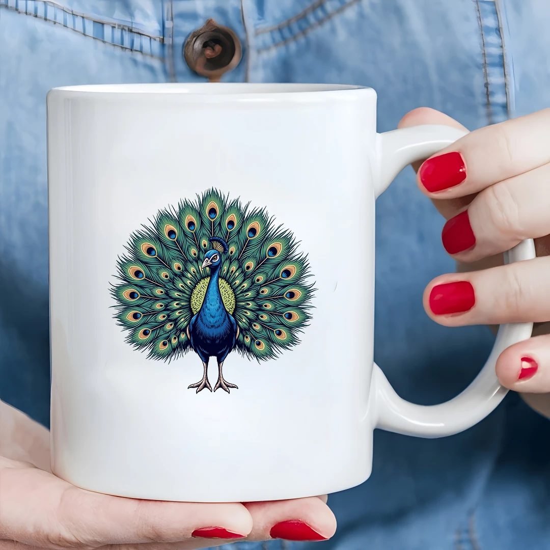 

Exquisite Peacock Cartoon Mug 11OZ Kids Cold & Hot Beverage Cup Christmas Gift Office Cup