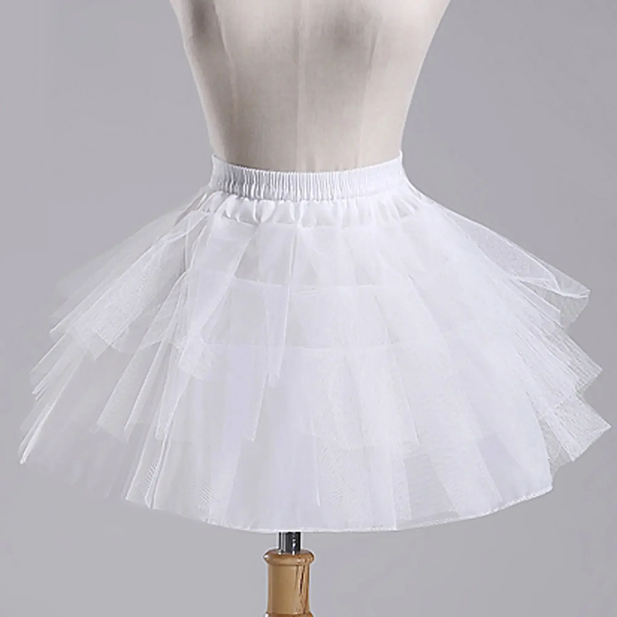 3 Layers Hoopless Three Net White A-Line Flower Girl Dress Crinoline for Wedding Party Underskirt