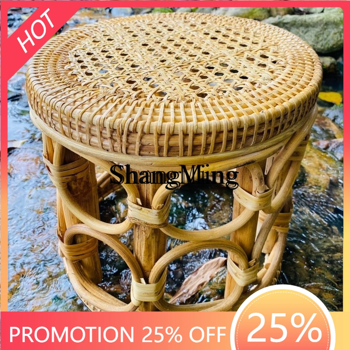 

FG good-looking rattan stool ethnic style rattan cylindrical stool bed and breakfast inn stool rattan coffee table