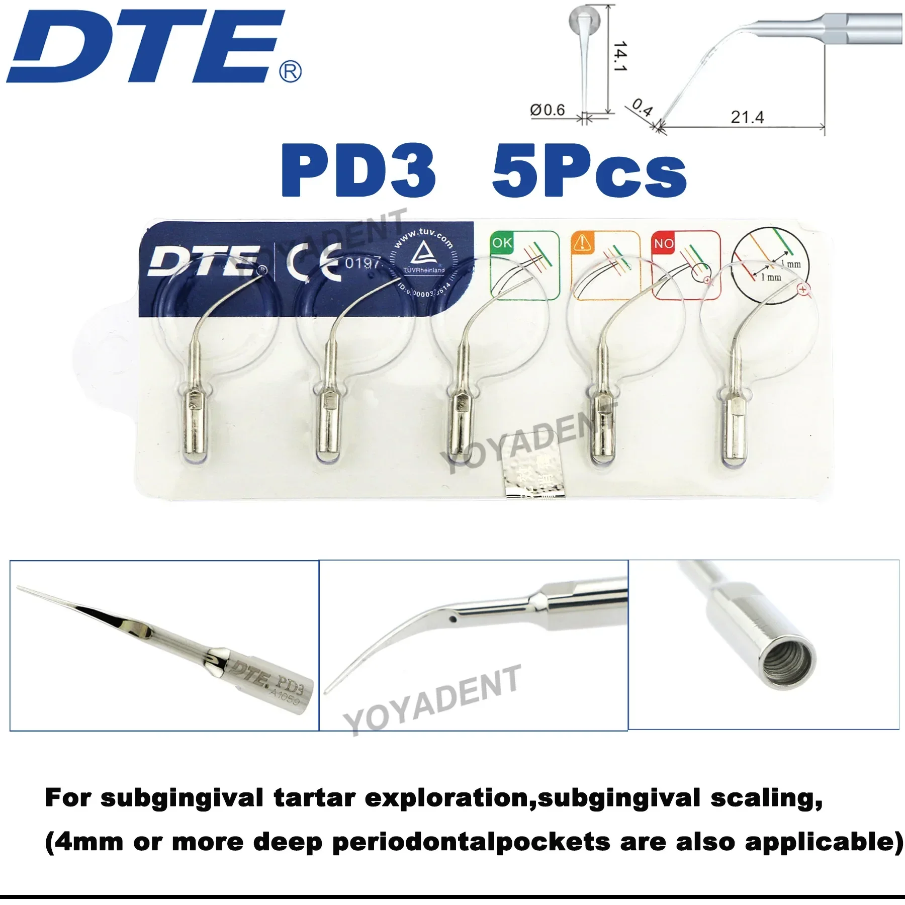 Woodpecker DTE Tips Dental Ultrasonic Scaler Tips Periodontics Tips Fit EMS NSK SATELEC ACTEON Scaler Handpiece Dentistry Tools