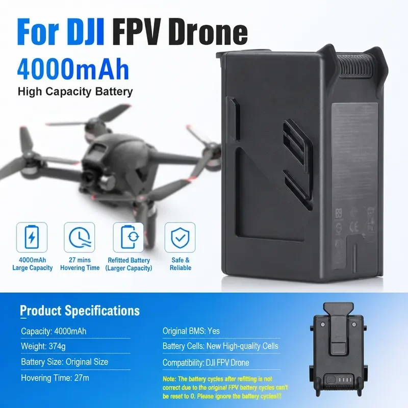 [NEW]  4000mAh for DJI FPV Drone Refitted Higher Capacity Battery Compatible Long Life Battery Modification and Expansion