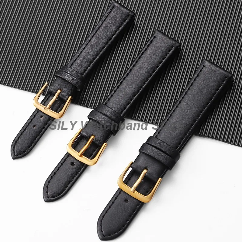 Women‘s Soft Leather WatchBand 8mm 10mm 12mm 14mm 16mm 18mm 20mm 22mm 24mm Waterproof Wristband Business Replacement Sport Strap