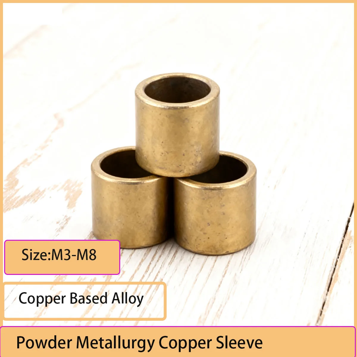 Powder Metallurgy Wear Resistant Oil Containing Copper Sleeve Brass Liner 3-8mm Inner Diameter Precision Bushing