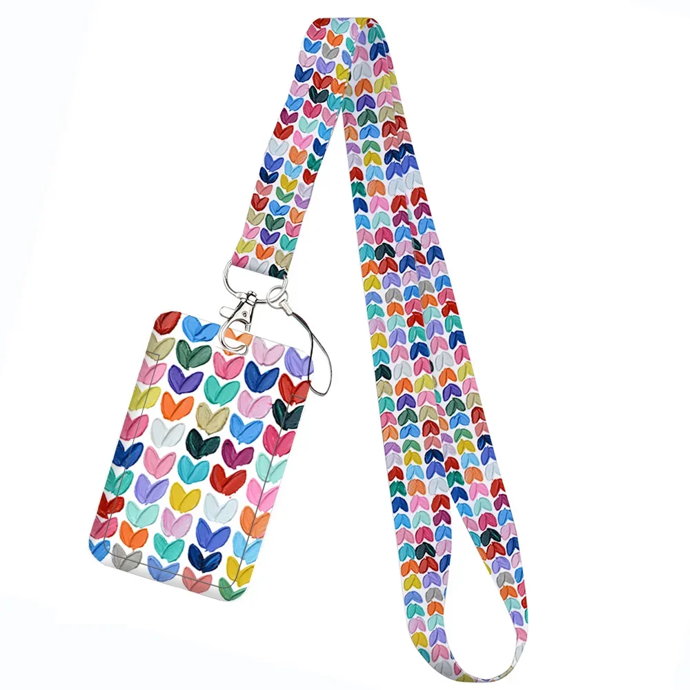 Love Marble Pattern Keychain Holder with Lanyard