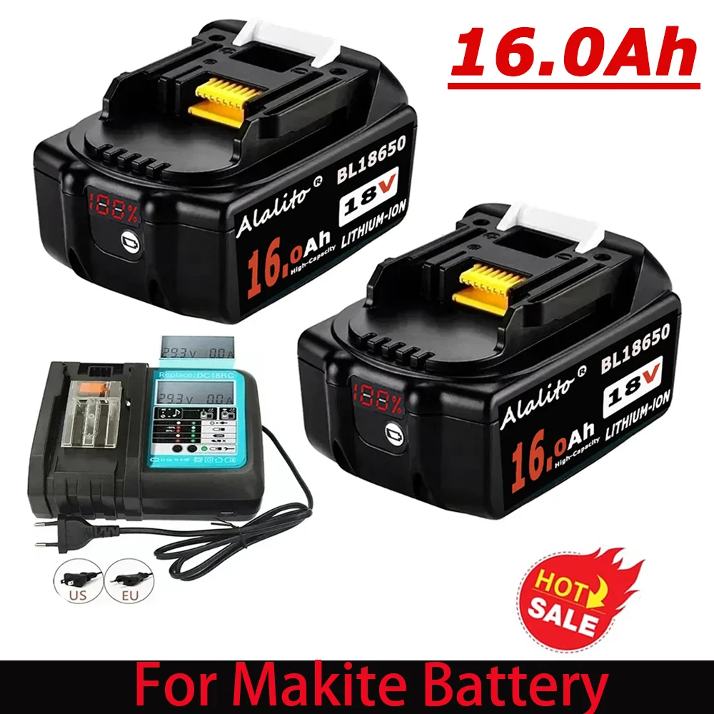 

New Batería recargable con pantalla LED para Makita,Pila de Iones de litio de 18V,16000mAh,16Ah, BL1840,BL1850,BL1830,novedad