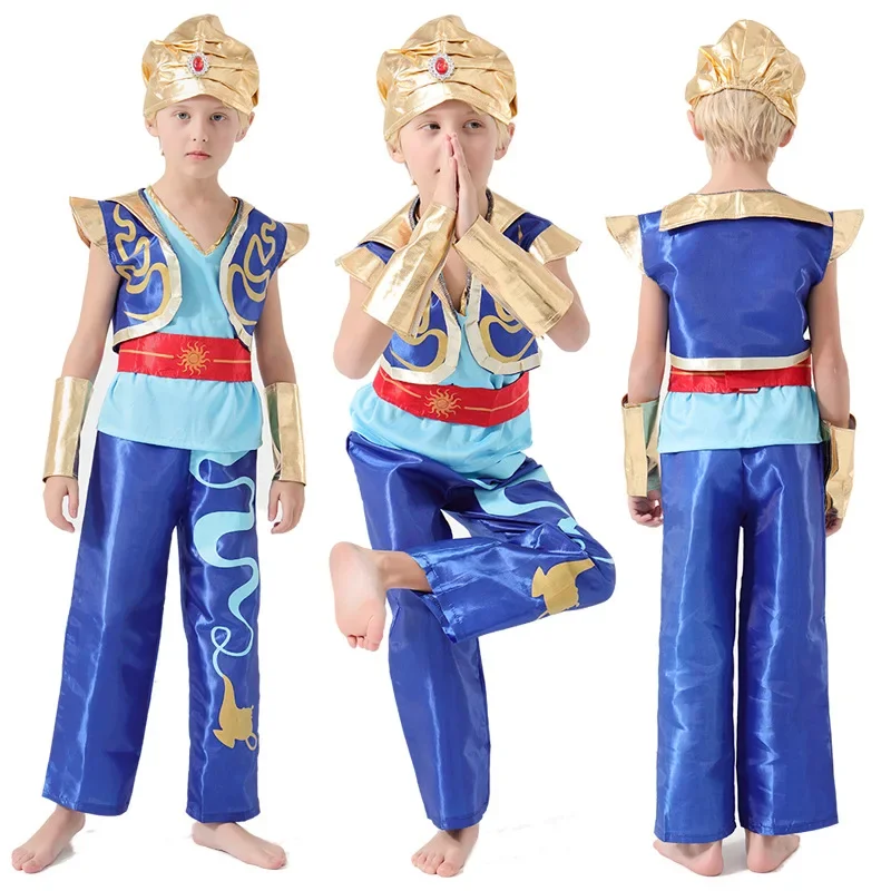 Anime Aladdin Cosplay Costumes Full Set Outfits Uniform for Boys Men Kids Role Play Halloween Carnival Suit Children