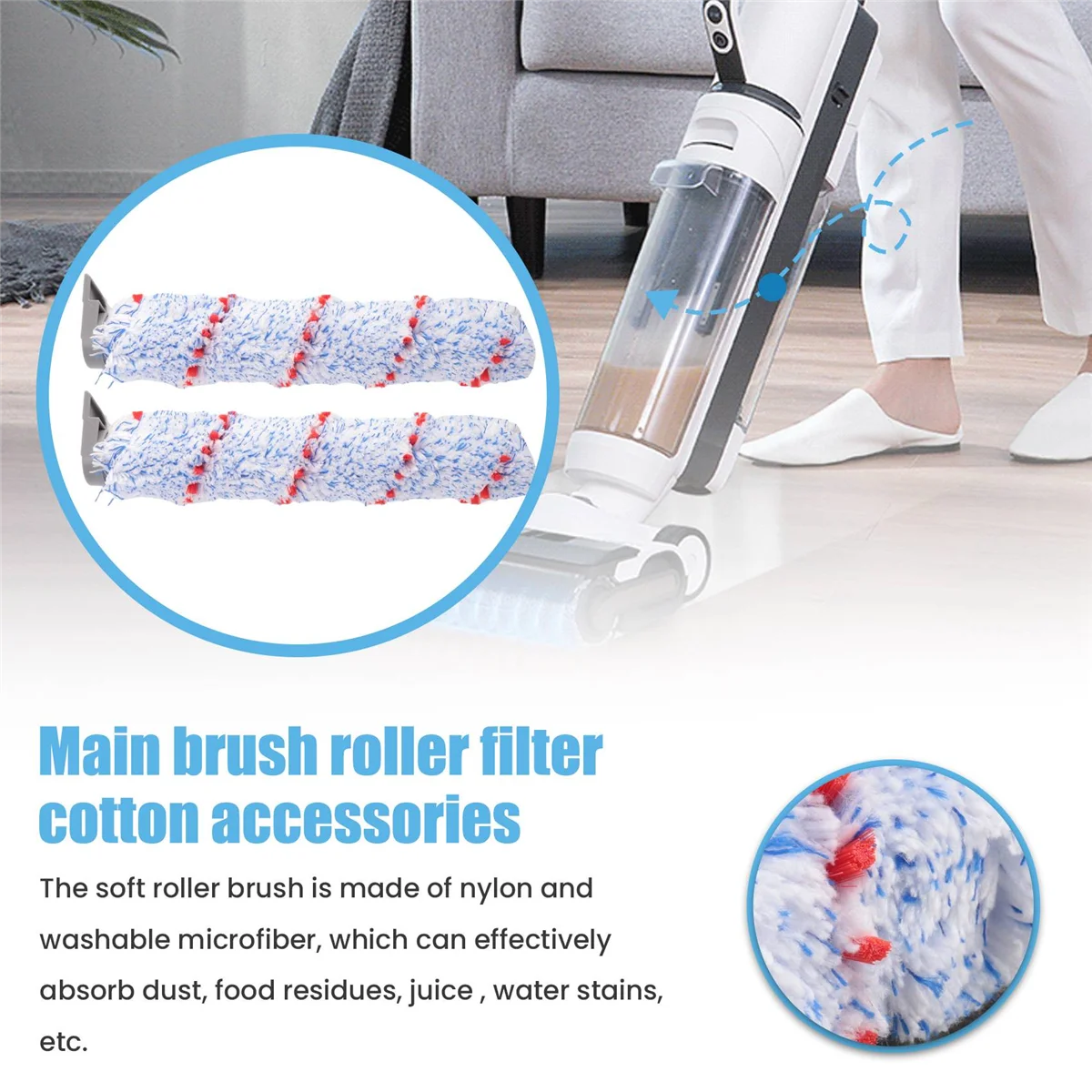 أسطوانة فرشاة فلتر وفوم قبل التصفية ، أجزاء بديلة لـ Tineco IFloor مكنسة كهربائية رطبة وجافة لاسلكية