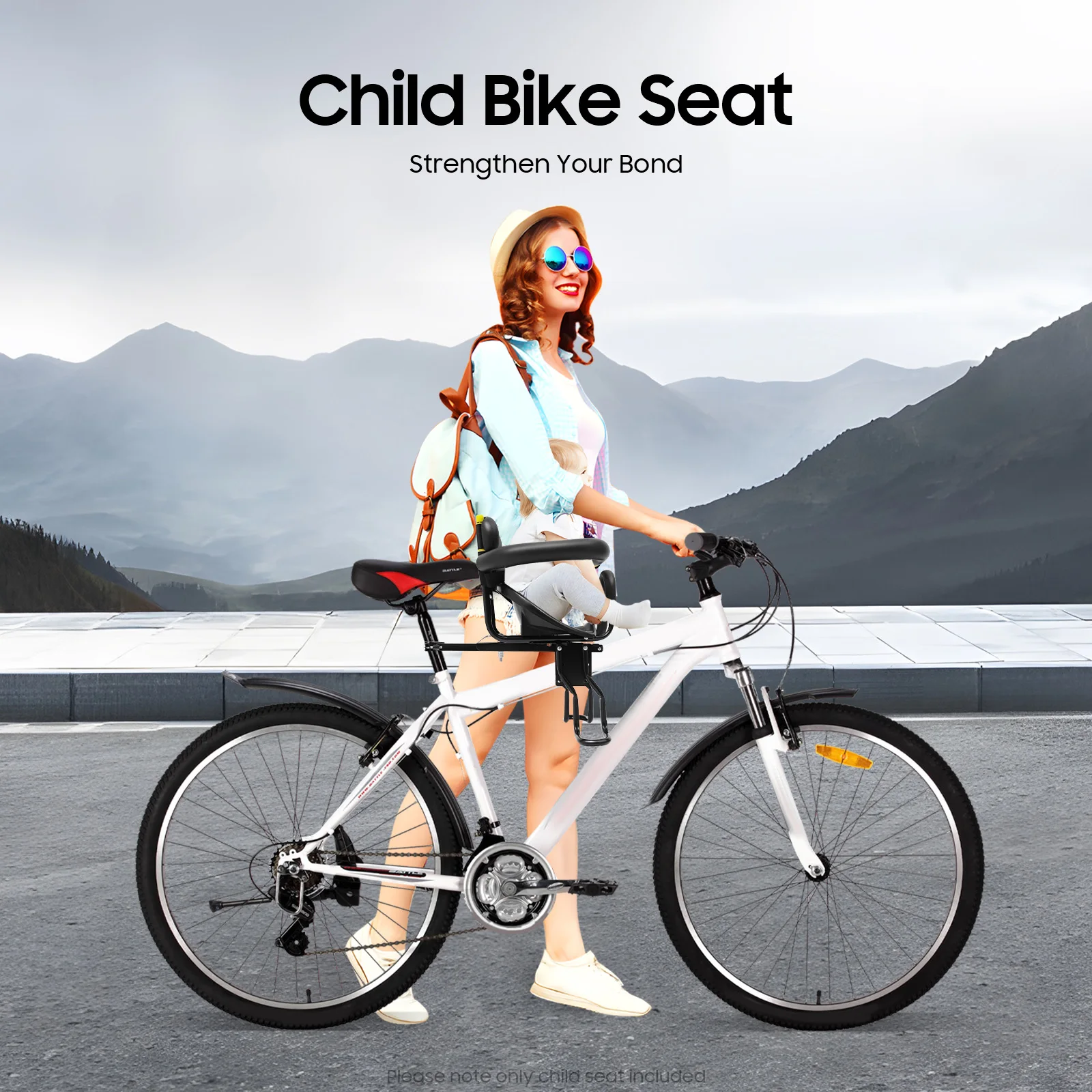 

Strengthen Bike Child Seat, Bicycle Child Seat, 1-5y Toddlers, Adjustable Bicycle Child Safety Seat Safety Belt and Sponge