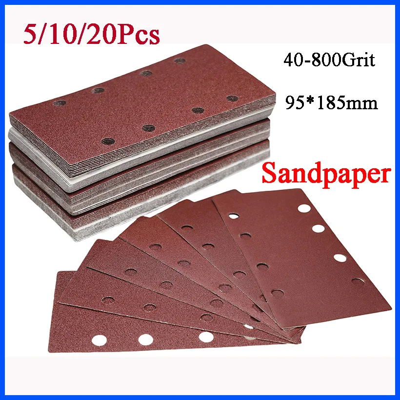 

5/10/20Pcs Hook & Loop Sandpaper -40-800-Grit -Rectangular Premium Flocked Sandpaper Sheets for Wood, Metal, Paint & DIY Project