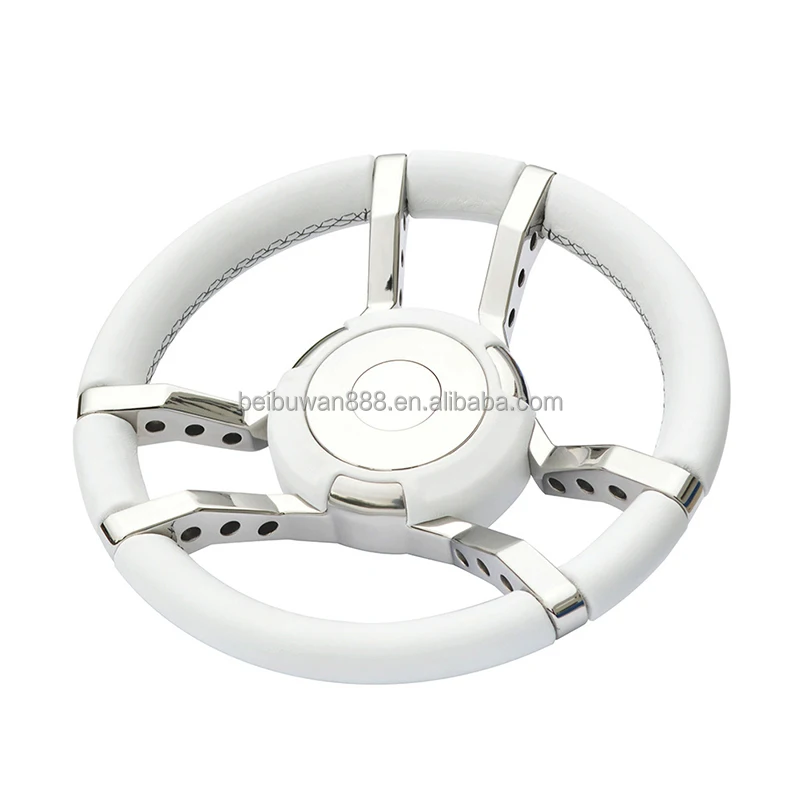 Marine Hardware Boat Steering Wheel High Quality Stainless Steel Real Leather Steering Wheel