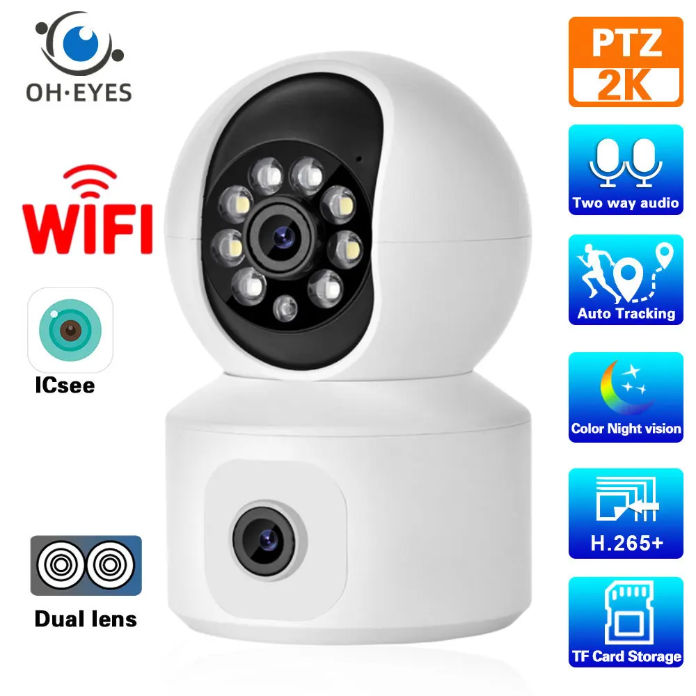 

2K Dual Lens Wifi PTZ IP Security Camera Indoor Home Baby Monitor 2 Way Audio Wireless CCTV Video Surveillance Camera ICsee 2MP