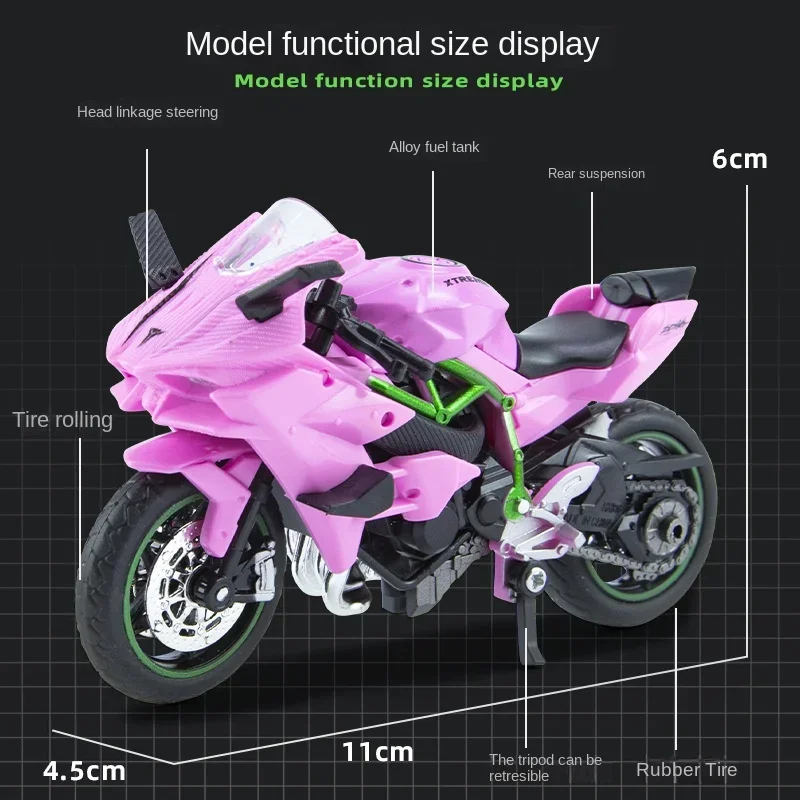 1/18 Sichuan H2R Simulation Alloy Steering Shock Absorber Motorcycle Model Saki Toys Children's Ornaments Men's Wholesale Gifts