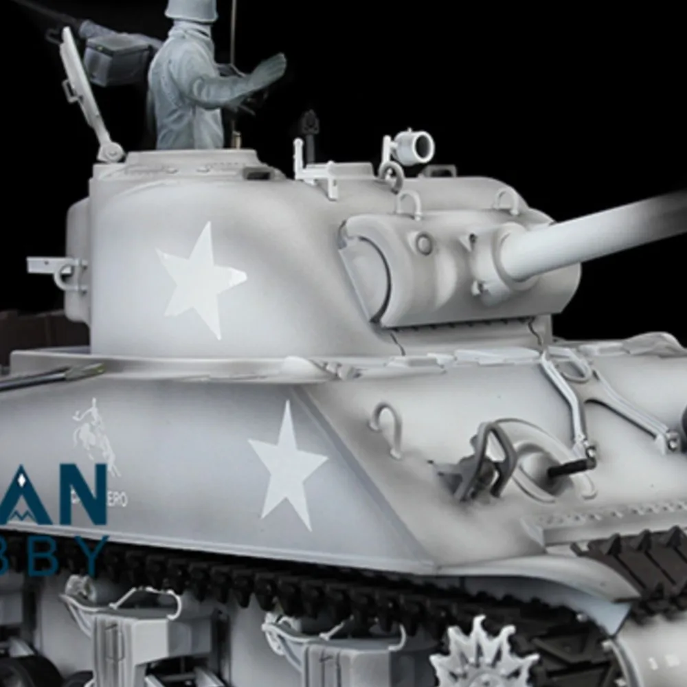 1/16 Heng Long 7.0 Plástico Ver Sherman RC Tanque 3898 360 °   Batalha de recuo do barril da caixa de engrenagens da torre contra efeito de fumaça TH17689-SMT7