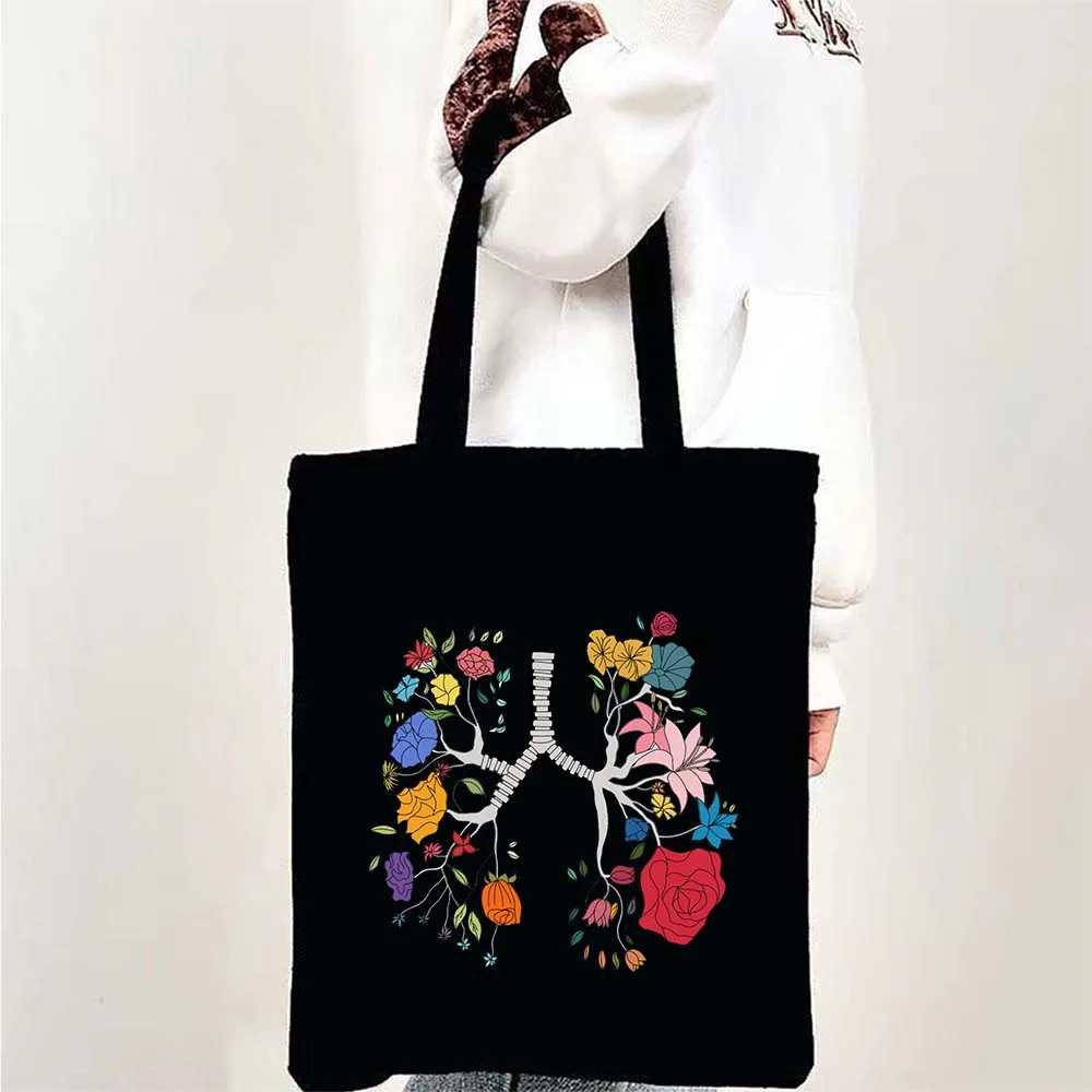 Medizin Gesundheit Herz Gehirn Doktor Nurse Medical Kreuz Floral Stethoskop Männer Frauen Schulter Leinwand Totes Taschen Einkaufen Handtaschen