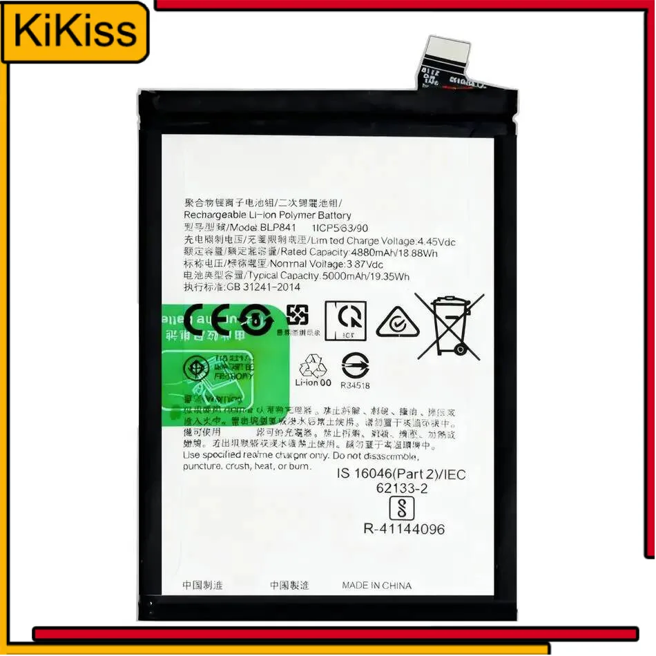 

For Oppo Realme 8 RMX3085 BLP841 Mobile Phone Battery Durable 5000Mah