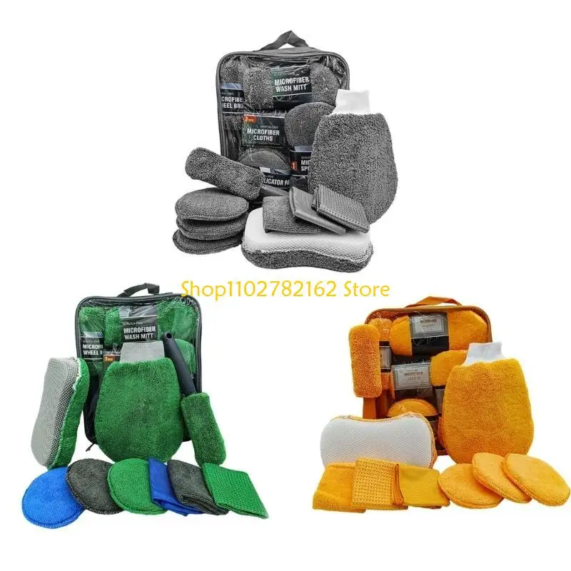 

547B 9Pcs Wash Sponge Auto Applicator Pads Car Wipe Microfiber Towel Detailing
