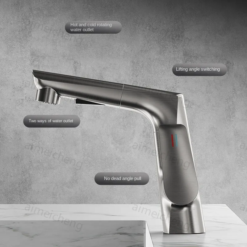 

Antique Black Milk White Silver Kitchen Bathroom Faucet Gungrey Brush Pull Out Handle Mixer Hot and Cold Water Taps Faucet
