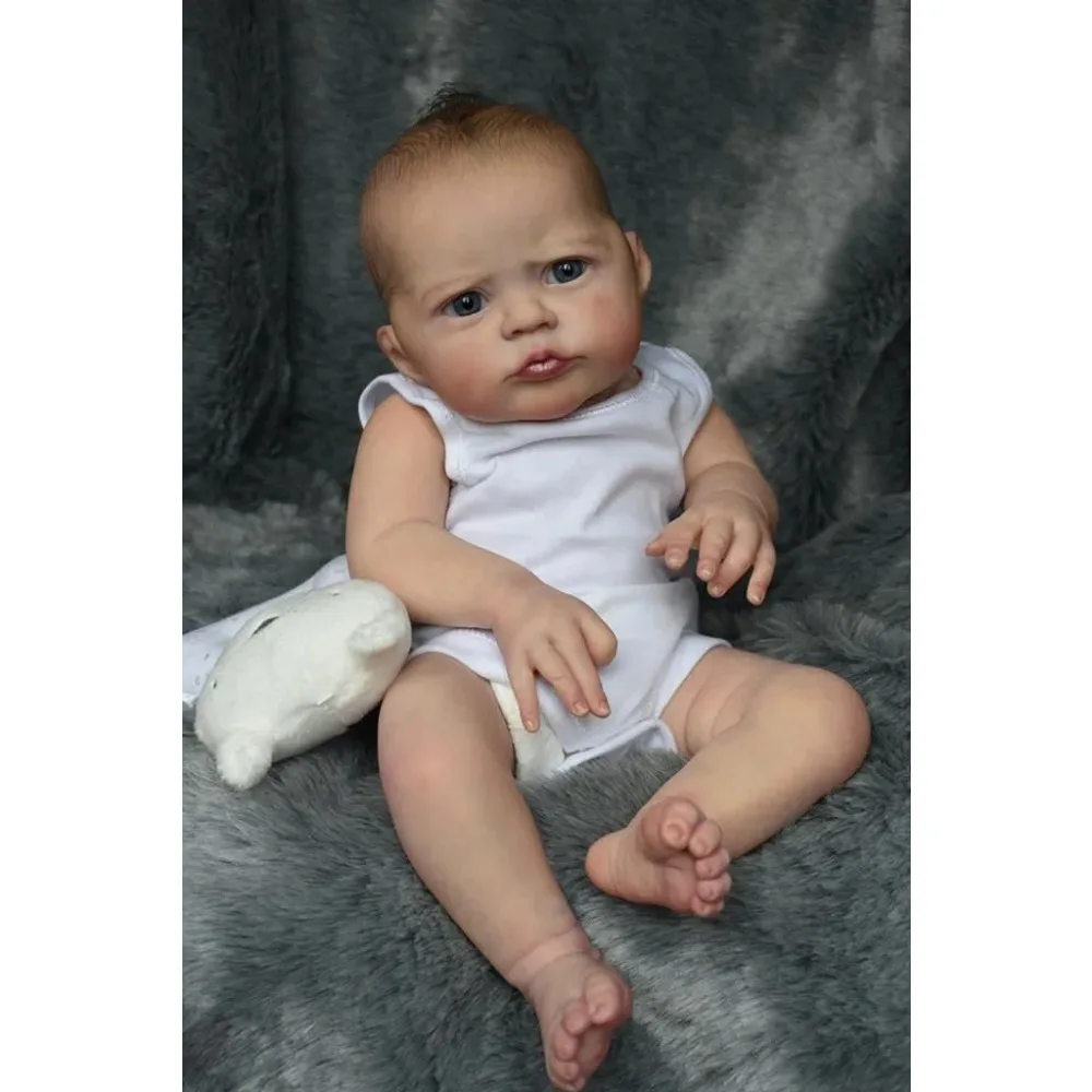 19inch Already Finished Reborn Baby Doll Heron Lifelike Baby 3D Painting Skin with Visible Veins Gifts for Children Bebé Reborn