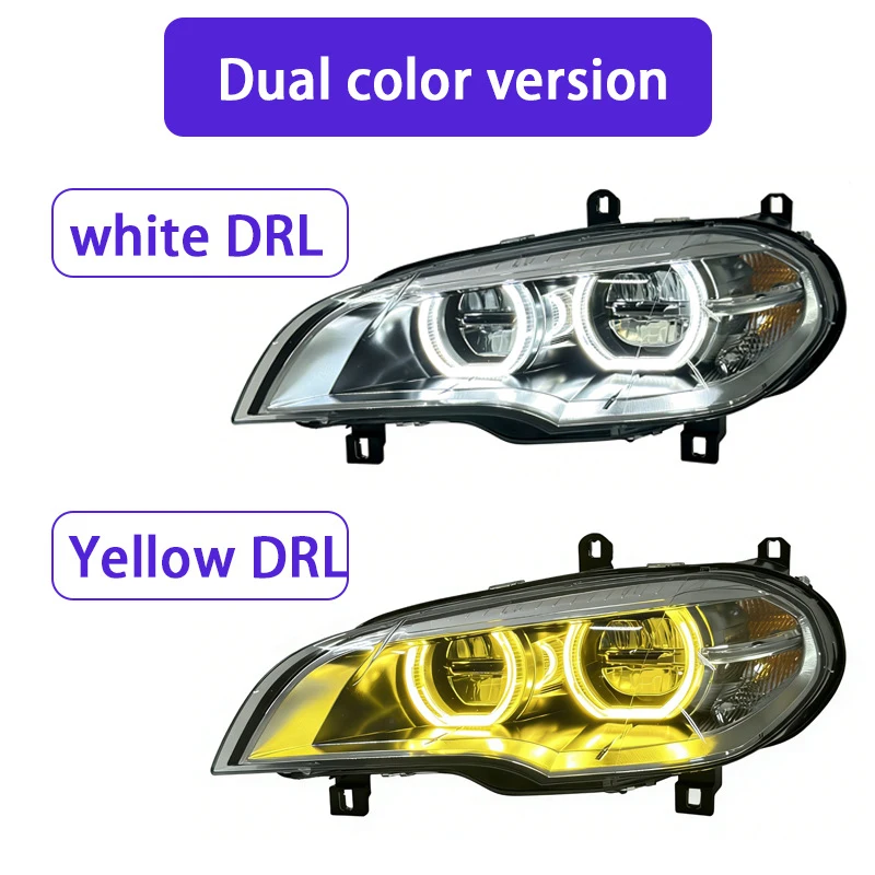 

Suitable for 08-13 BMW X5 headlight assembly E70 changed to angel eyes new two-color headlight LED daytime running light