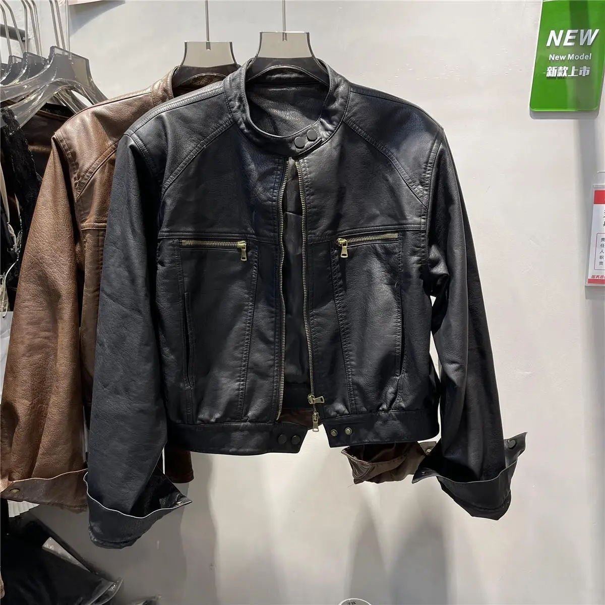 

Bomber Jackets Womens Jacket Khaki Autumn Woolen Grid Yarn Checkered Cleanfit Leisure College Preppy Fashion Clubwear Urban Warm