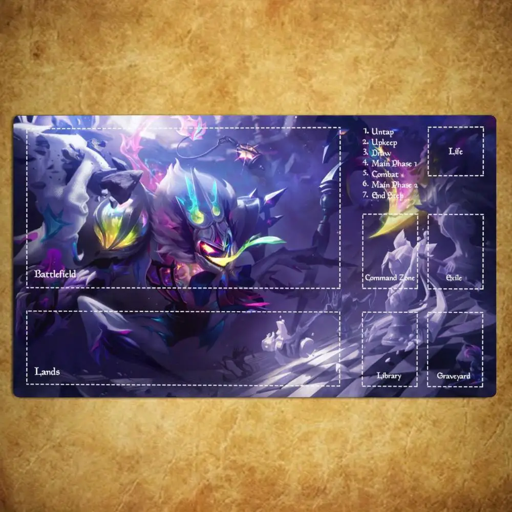 Mystic Celestial Wolf Spirit TCG Playmat 35X60CM Magic Card Battle Mat Non‑Slip Durable Stitched Edge Tabletop Game Playmat