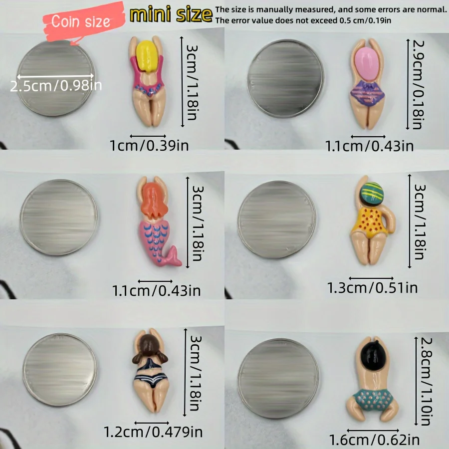 6pcs Refrigerator Magnets, Cute Beach Swimming Decorative Refrigerator Magnets, Refrigerator Magnets For Kitchen