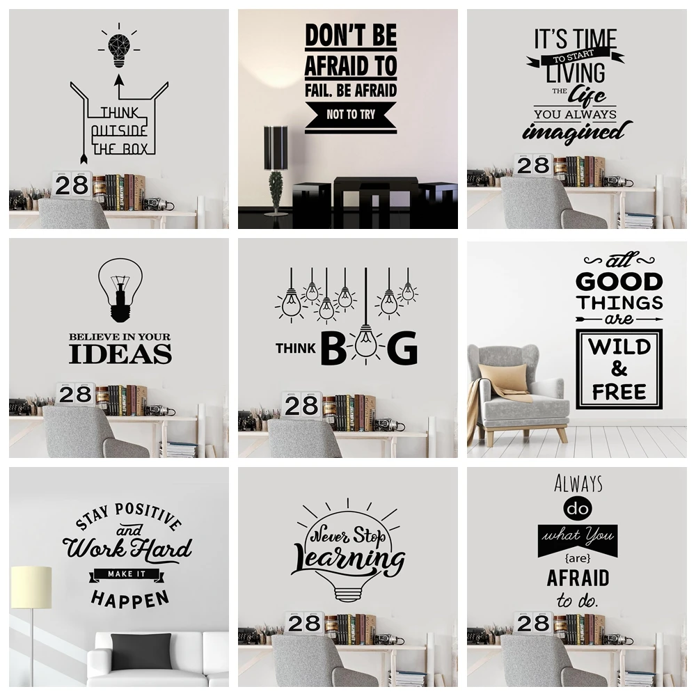 1 pc Drop Shipping lamp bulb or sentence Cartoon Wallpaper Decals Pvc Mural Art Diy Poster For Kids Rooms Home Decor  Stickers