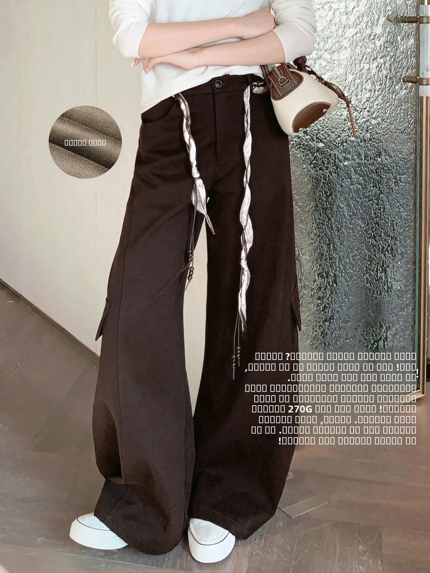 

Meiyang nut ell Fce Lined Casual Pants High Waist Knife ape Warm Cotton Polyester Blend Loose Fit Ladies Trousers