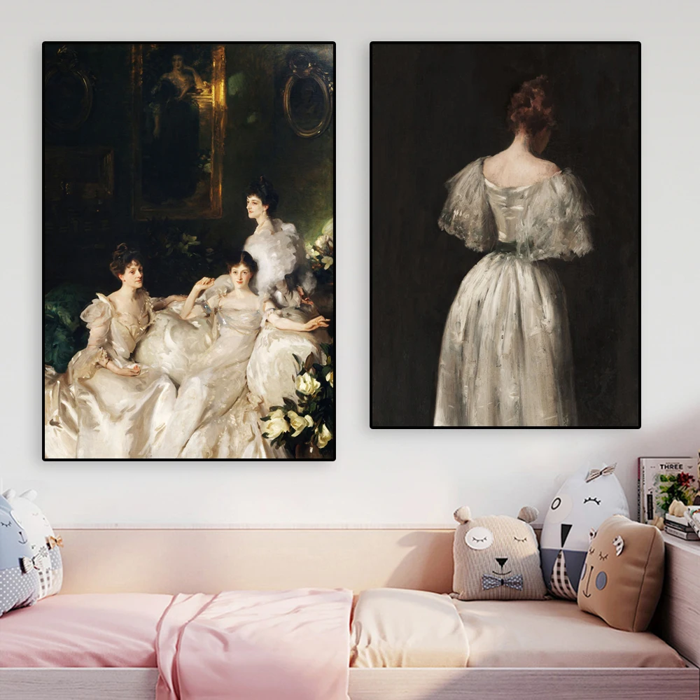 

Vintage Poster The Wyndham Sisters Victorian Portrait Prints Maximalist Wall Art Canvas Painting Pictures Gallery Home Decor