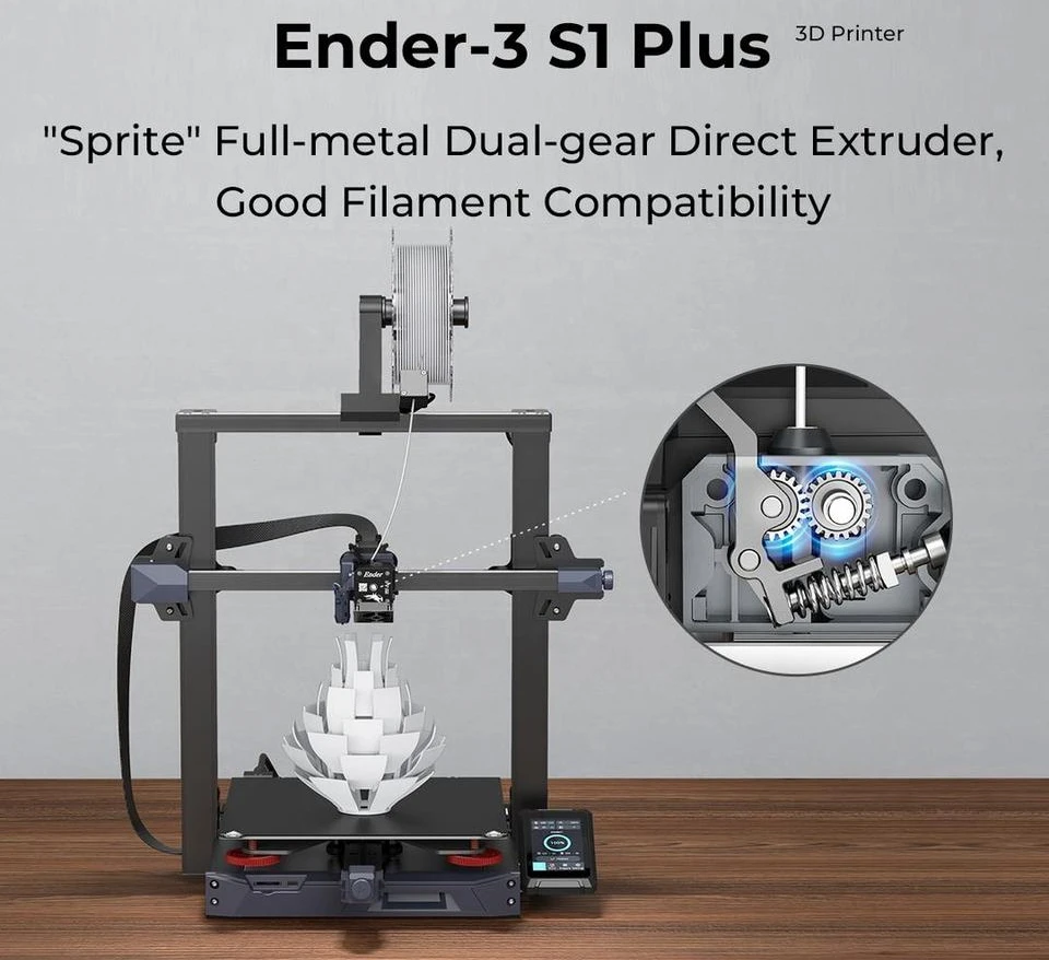 ForNew Original Ender 3 S1 Plus FDM 3D Printer With CR-Touch Auto-Leveling Dual Z-axis 32 Bit Silent Motherboard Filament Sensor