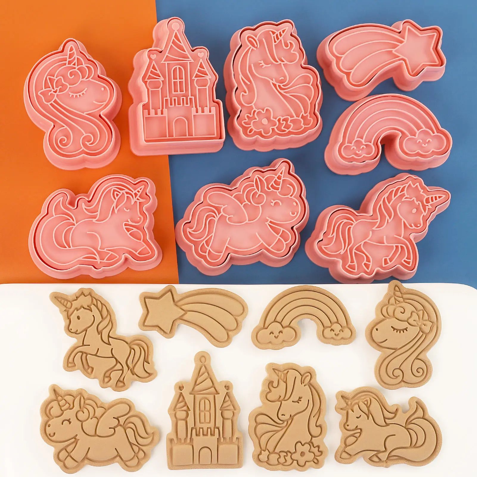 8 Pcs Unicorn Cookie Cutters Unicorn Themed Rainbow Castle Baking Molds for Girls Birthday Party, Baby Shower - view 4