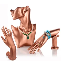 Maniquí de 5 estilos, soporte de 3 colores, rosa roja, anillo, collar, pulsera, exhibición de joyería, brazalete, reloj, almacenamiento de joyería