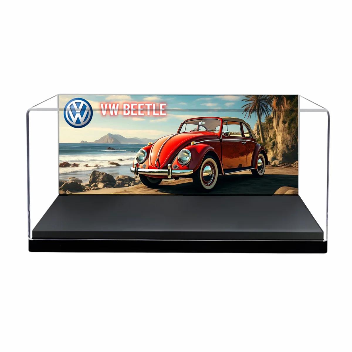 VW Beetle 1967 1:36 Scale with Acrylic Case, Pullback Toy Car Model Diecast Vehicle Replica Xmas Gift Kid Boy Toy