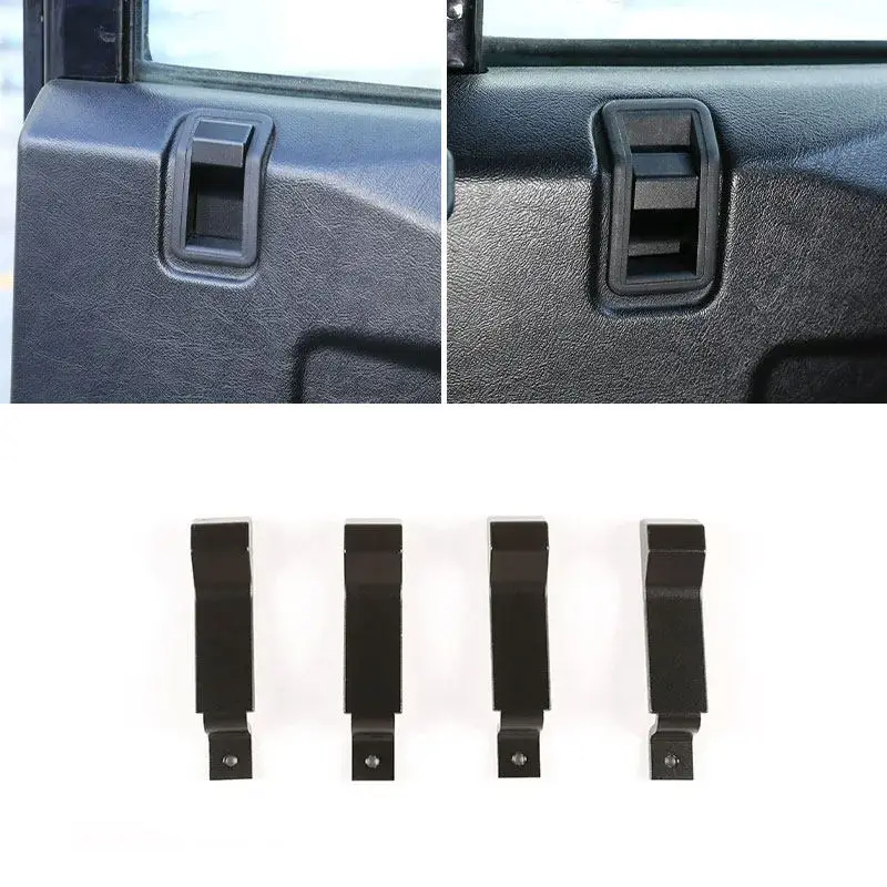 4pcs Black / Matte Silver Aluminum Alloy Car Interior Door Lock Handle Trim Cover For Land Rover Defender 90 110 130 2004 - 2018