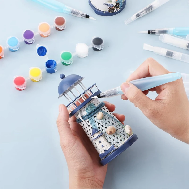 12 PCS Watercolour Brush Pens, Refillable Water Brush Pens Different Size Painting Water Brushes Pen With Assorted Tips