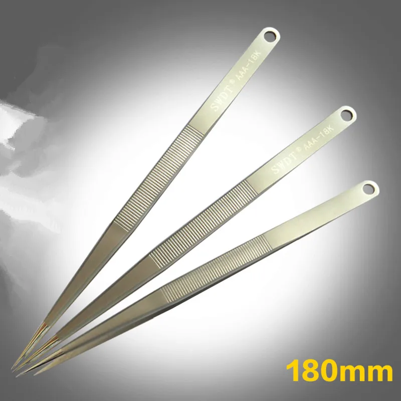 SWDT AAA18K Elongated Pointed Tweezers Mobile Phone Electronic Parts Repair Tools Extra Tip Stainless Steel Flying Wire Tweezers