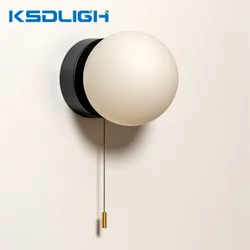 Milky White LED Nordic Wall Light With Switch for Bedroom Bedside Round Simple Modern Study Living Room wall Sconce Lamp Fixture