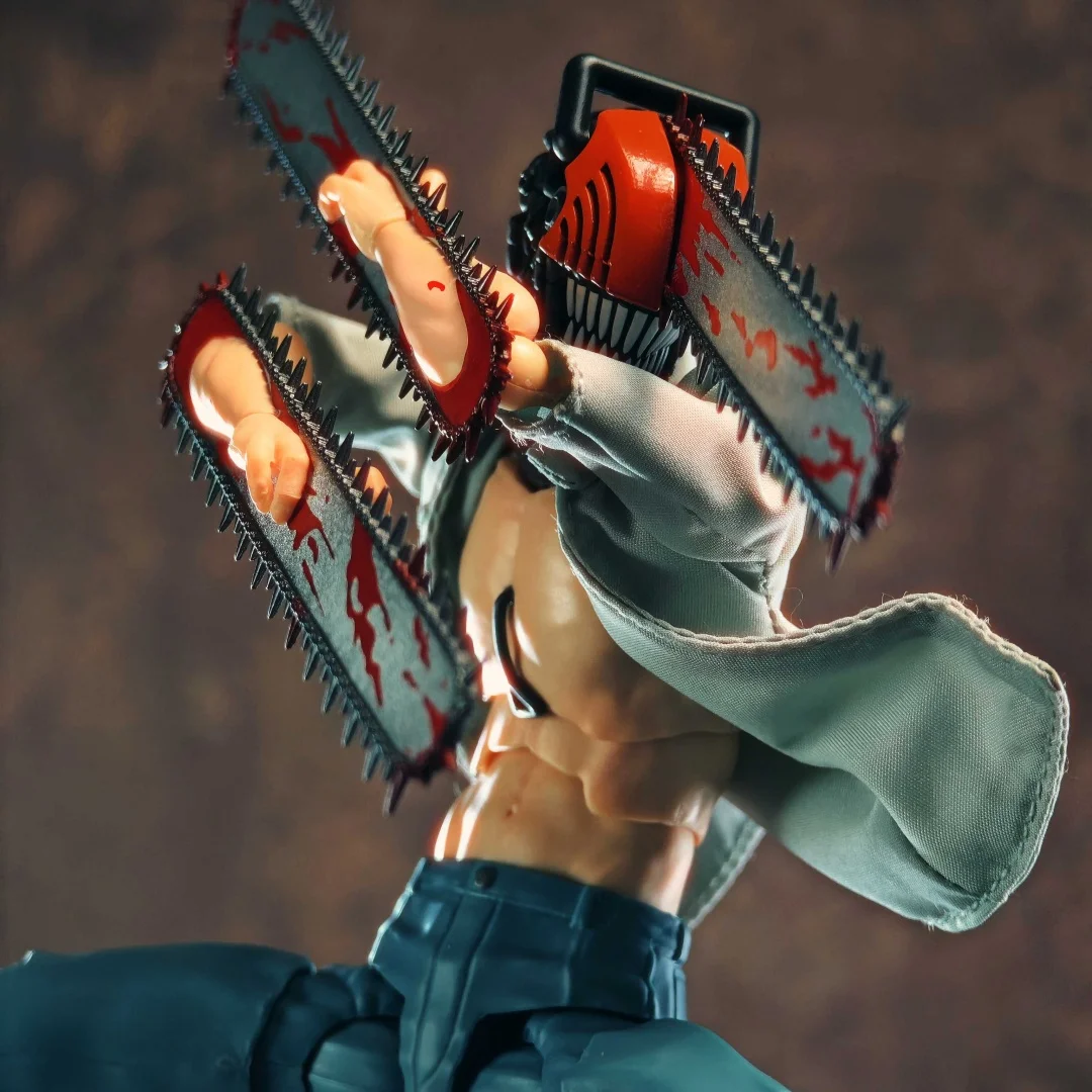 Chainsaw Man Shf Anime Handmade Clothes Denji White Shirt Built In Iron Wire Is Suitable for 1/12 Toy view 2