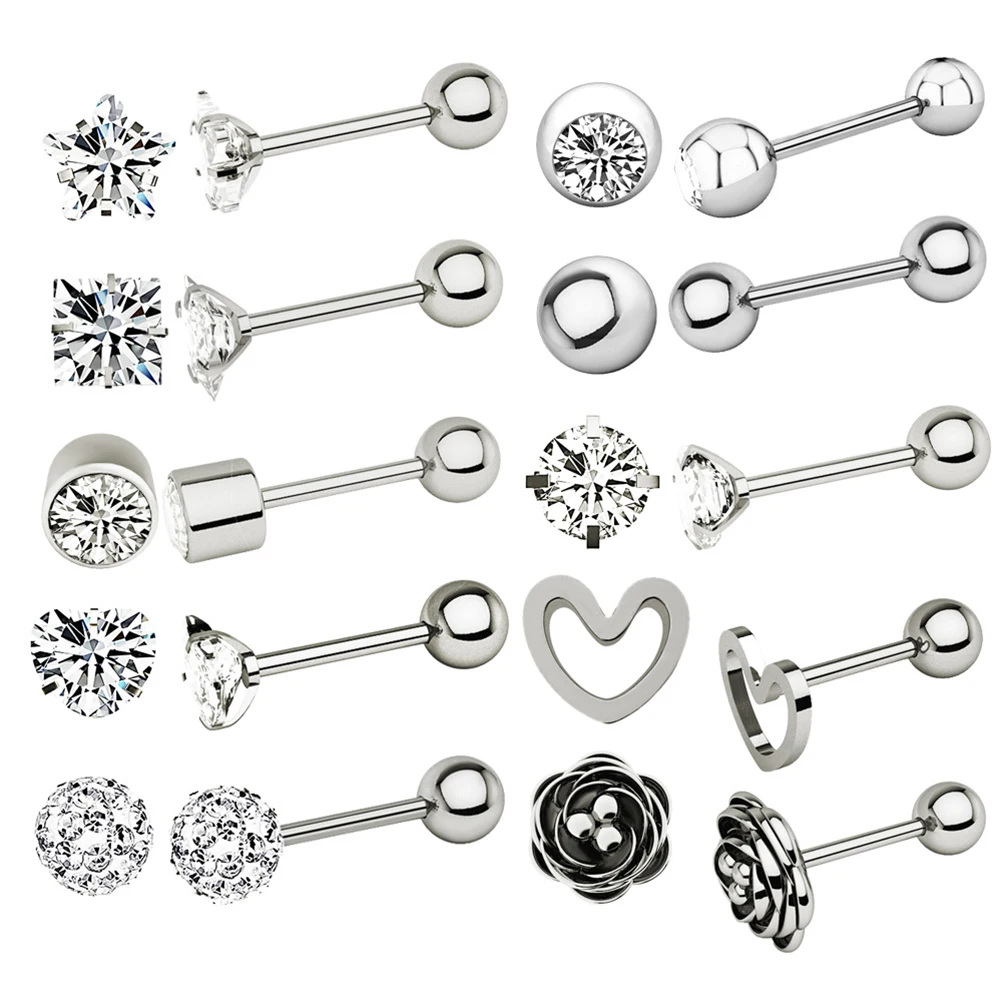

Zircon Earring Set Stainless Steel Nose Stud Eyebrow Nail Piercing Jewelry Matching Clothes Hairstyle Daily Gift