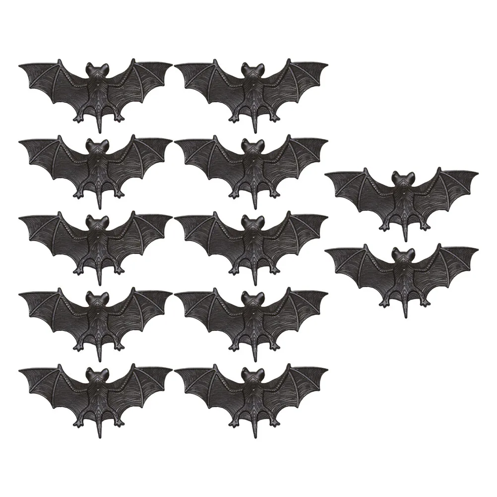 

12Pcs Halloween Bat Decor Plastic Props Lifelike Design Party Supplies for Prank Decoration Home Bar Club Halloween Bat Decor