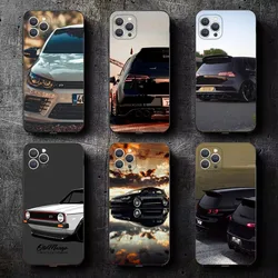 V-Volkswagen-Golf VW car Phone Case For iPhone 16,15,14,13,12,11,Plus,Pro Max,XS,X,XR,SE,Mini,8,7 Soft Silicone Black Cover