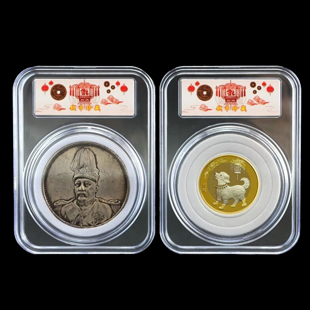 Porta-cápsulas de moeda universal, caixa de armazenamento, display laje para medalha coleção, 16mm, 20mm, 25mm, 27mm, 30mm, 38mm, 46mm, 10pcs