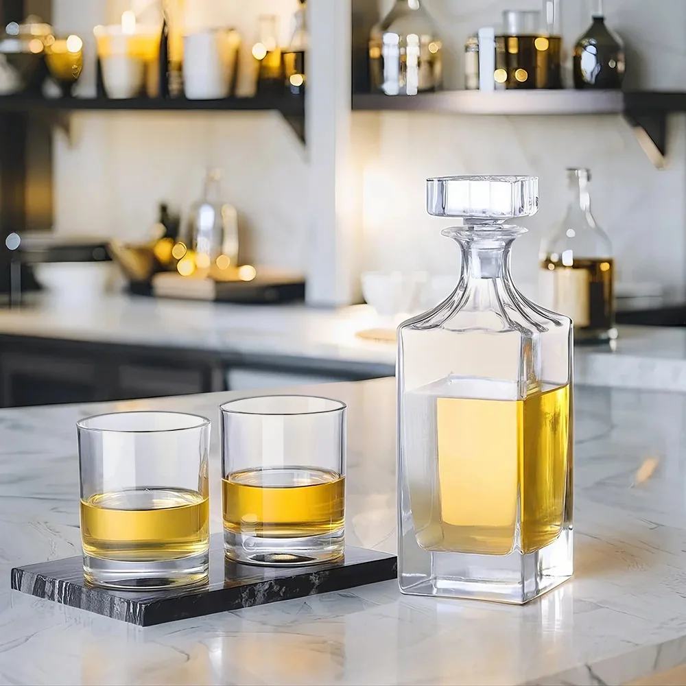 Modern light luxury crystal glass household hip flask, creative red wine decanter, whiskey bottle