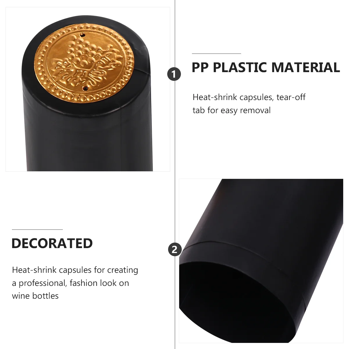 100 Pcs Gold Bottle Seal Film Heat Shrink Cap Self Made Closure Premium Plastic Practical Winery Restaurant