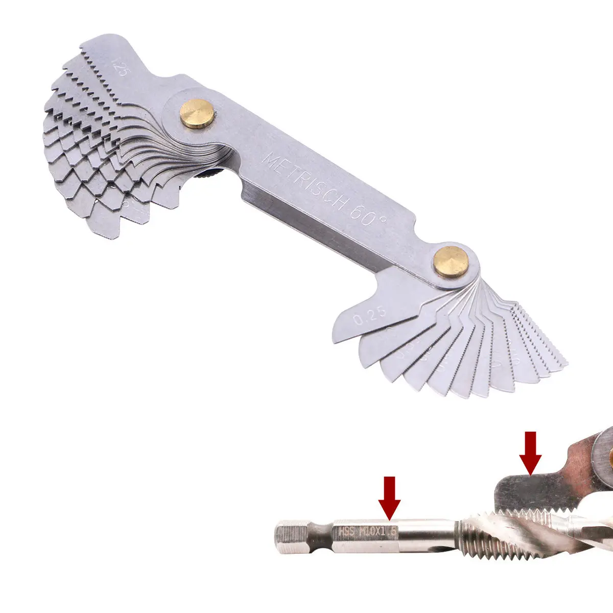 Professional Metric Thread Gauge 60 Degree Precision Measuring Tool for Thread Angle Check Drill Bit Matching and Fastener