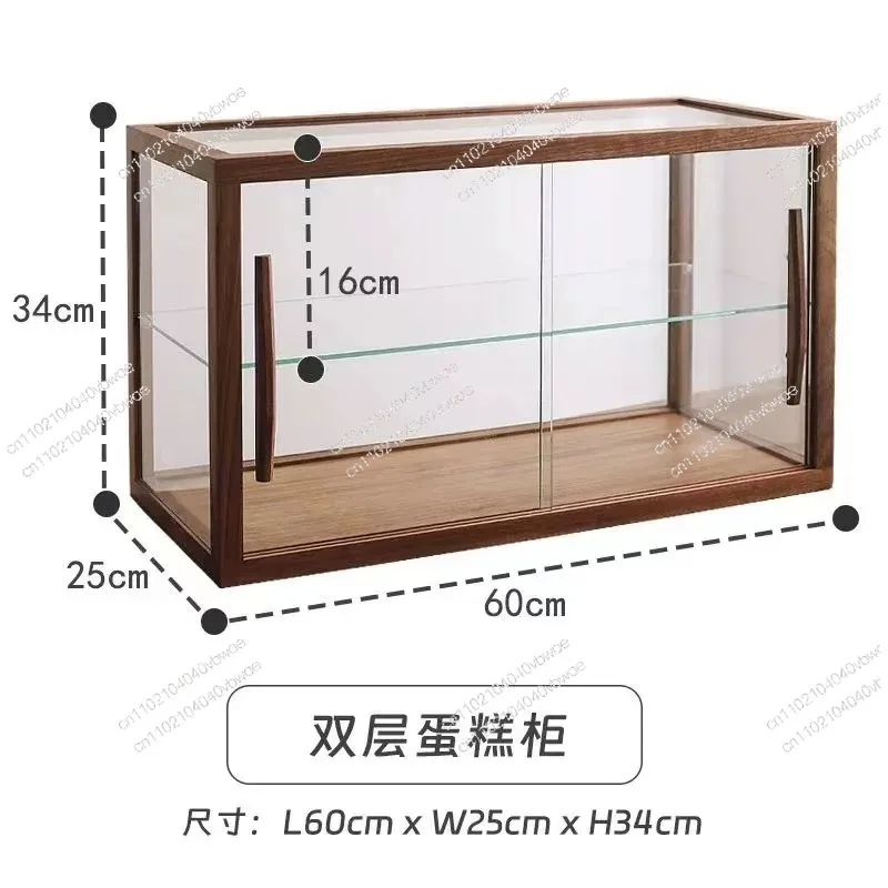 Walnut Solid Wood Cafe Glass Bread Dessert Cake Display Cabinet (glass Cabinet)