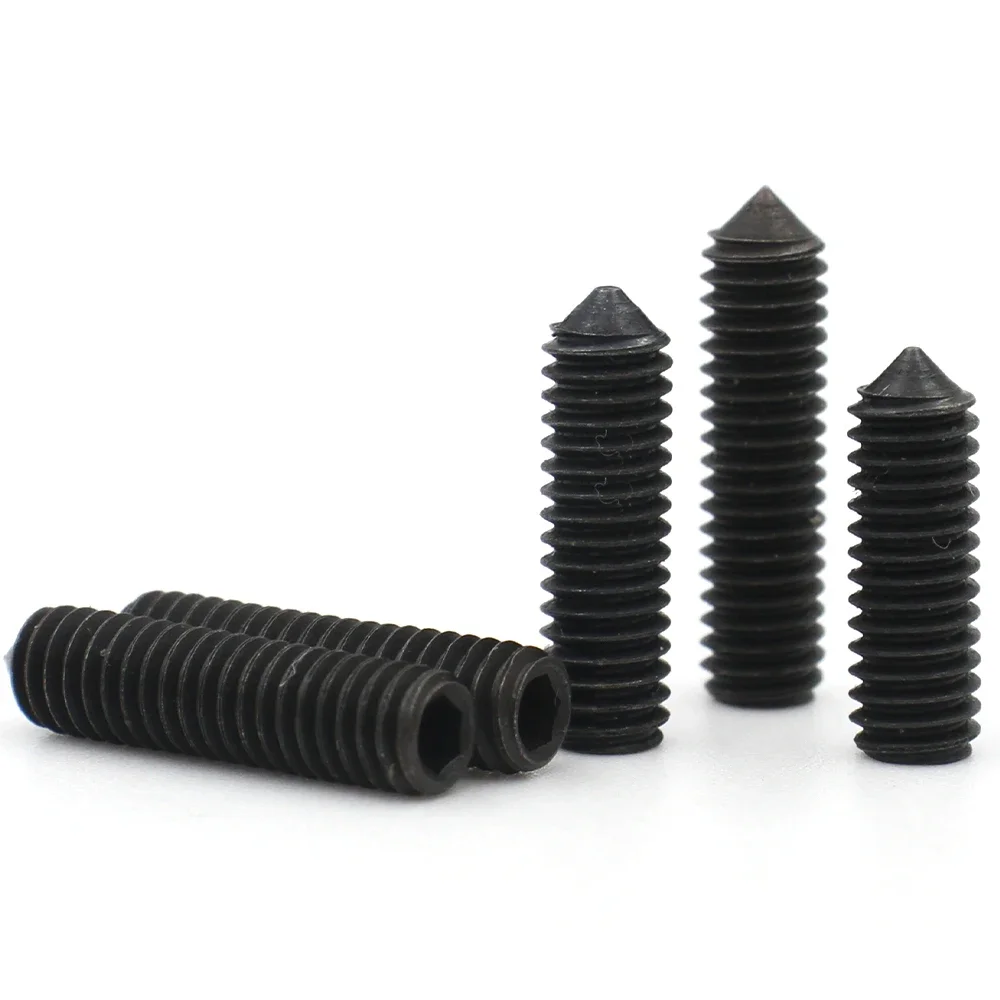 10/20/50pcs M2 M2.5 M3 M4 M5 M6 M8 12.9 Black Carbon Steel 304 Stainless Steel Hexagon Allen Head Cone Point Grub Set Screw Bolt