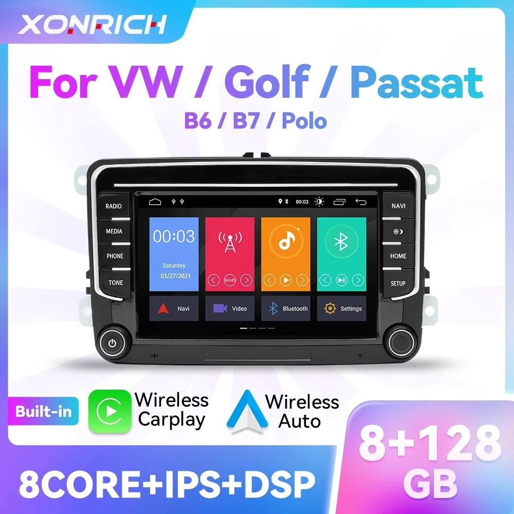 Wireless Carplay Android 14 8GB Car Radio Multimedia For VW/Volkswagen/Golf/Passat/b7/b6/Skoda/Seat/Octavia/Polo/Tiguan DSP RDS