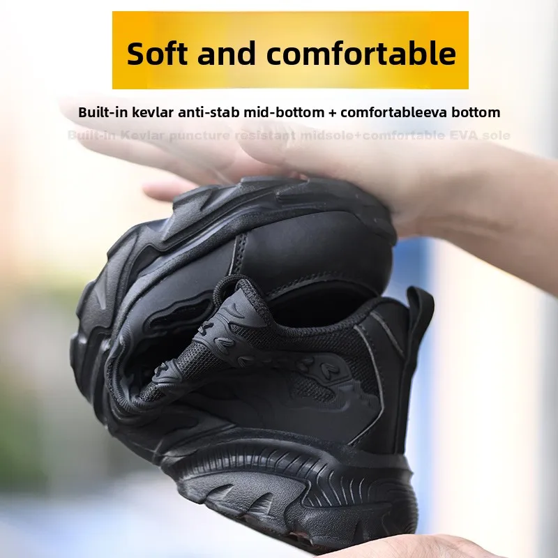 Sapatos de segurança masculinos isolados 6kv tênis leves respirar sapatos de trabalho tênis de dedo do pé de aço anti esmagamento anti facadas